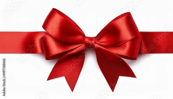 Fototapeta red satin bow from a long ribbon isolated on a transparent background