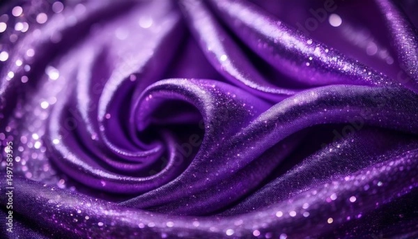 Fototapeta purple glittering fabric forms a crater like shape reflecting light and creating a mesmerizing visual effect perfect for luxury fashion or celebration themed projects