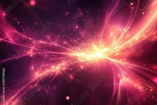 Fototapeta Abstract galaxy background with bright light and pink, purple hues. It is great for science, technology, or cosmic themed designs.
