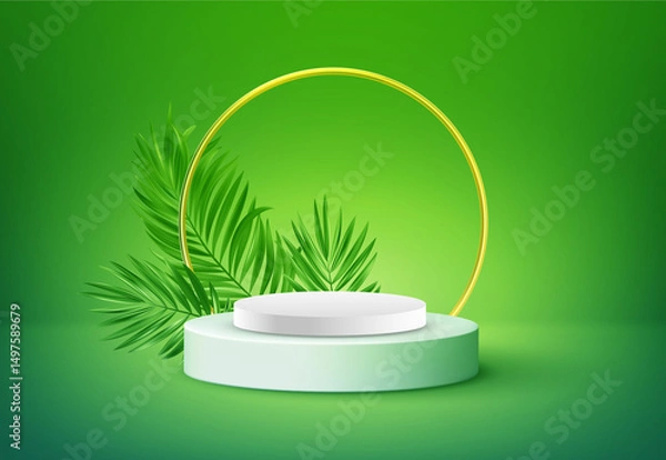 Fototapeta Natural podium product display with light effect
