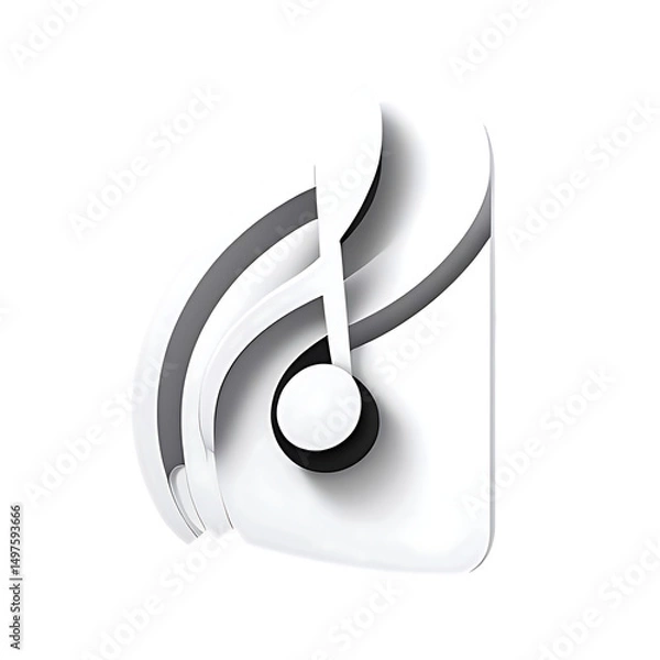 Obraz Abstract White Music Note Design on Black Background