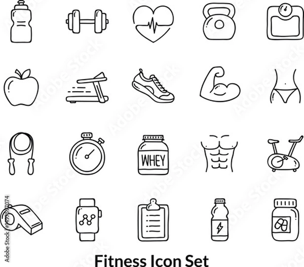 Fototapeta A vector set of food sketch doodle icons for web design illustration