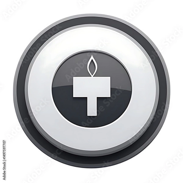 Obraz Elegant Gray and White Button Icon of a Candle