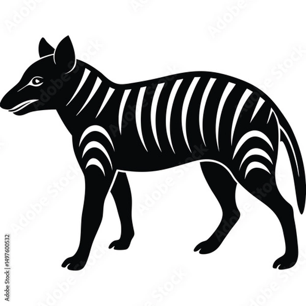 Obraz Striped Wolf Silhouette Ancient Style Canid Illustration