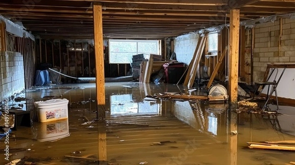 Fototapeta Understanding the Causes of Water Damage in Basements