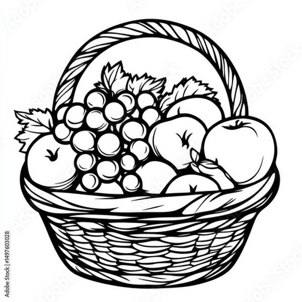 Obraz Basket filled with apples and grapes