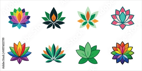 Fototapeta Collection of Stylized Lotus Flower Logo Design
