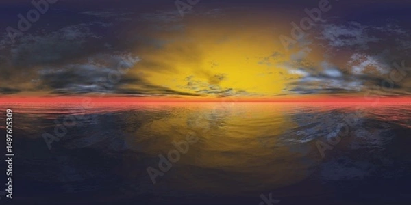 Fototapeta sea panorama, HDRI, environment map , Round panorama, spherical panorama, equidistant projection, 360 high resolution panorama 
3d rendering,  