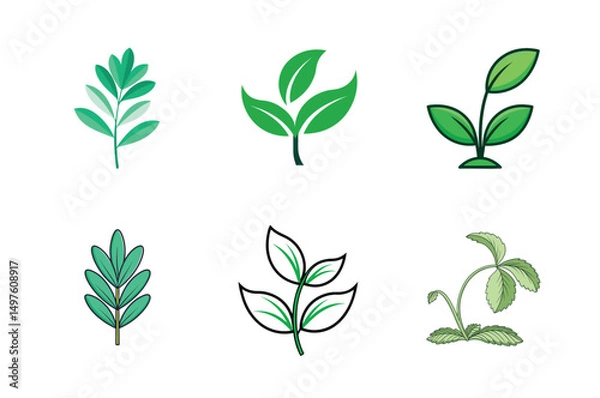 Fototapeta Eco-Friendly Various Types of Green Leaves Logo