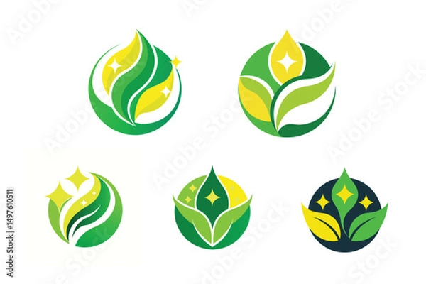 Fototapeta Set of Logo design for nature and wellness 