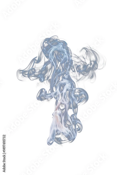 Fototapeta Plume of vapor billowing upward with a central area illuminated by a soft glowing light giving it ethereal appearance on a uniform background