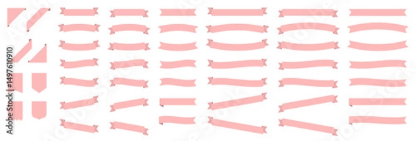 Obraz ピンクのリボンフレームセット　装飾用・見出し用・飾り枠にも使えるシンプル素材