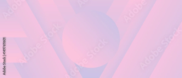 Fototapeta Abstract gradient background with stripes, round, triangles. Bright pink and purple gradients. 3D modern style backdrop for design advertising booklets, flyers, web. Horizontal minimalists banner.