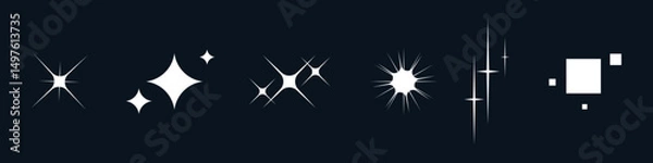 Fototapeta Y2K star vector set. Retro sparkles, glitter bursts, glowing icons and abstract shapes. Includes shiny pictograms, constellation doodles, flares and twinkles. Perfect for modern magical designs.