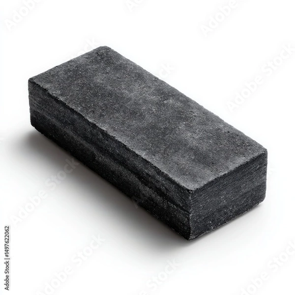 Fototapeta Dark gray rectangular stone block on white background.