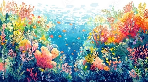 Fototapeta Vibrant coral reef teeming with life