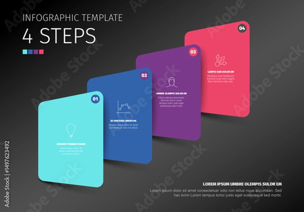 Fototapeta Infographic Template with Four Colorful 3D Steps