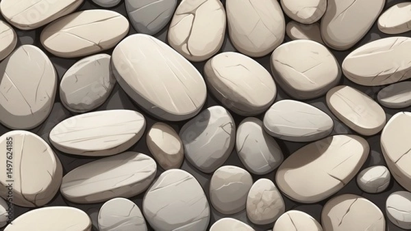 Obraz Smooth stone pebbles pattern in neutral tones