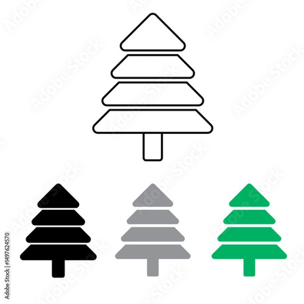 Obraz fir tree icon, line icon, black, dark white and green color, good for Christmas.