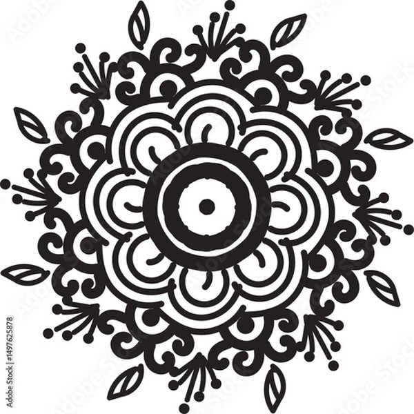 Fototapeta Intricate Mandala Design with Floral and Geometric Patterns – Detailed Symmetrical Ethnic Art, Boho Style Illustration for Meditation, Yoga, Spirituality, and Decorative Background Use