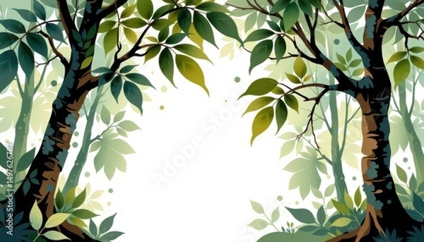 Fototapeta Exploring the enchanting forest, a journey through verdant trees and lush foliage