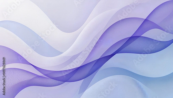 Fototapeta Abstract  lavender breeze background with flowing soft blues and whites, airy botanical design with copy space