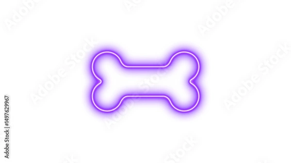 Fototapeta Glowing Neon Dog Bone Sign, Neon bone icon glow with transparent background