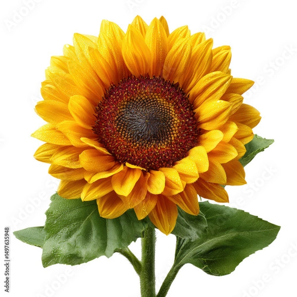 Fototapeta Vibrant Realistic Sunflower in Full Bloom on Transparent Background Botanical Beauty and Nature Concept
