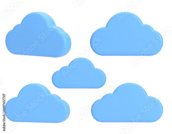 Fototapeta Five light blue cloud graphic elements