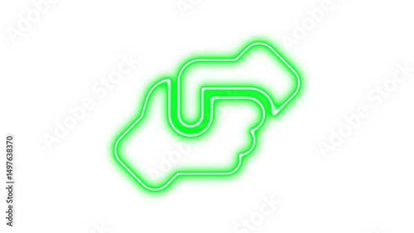 Obraz Neon handshake angle icon glow with transparent background