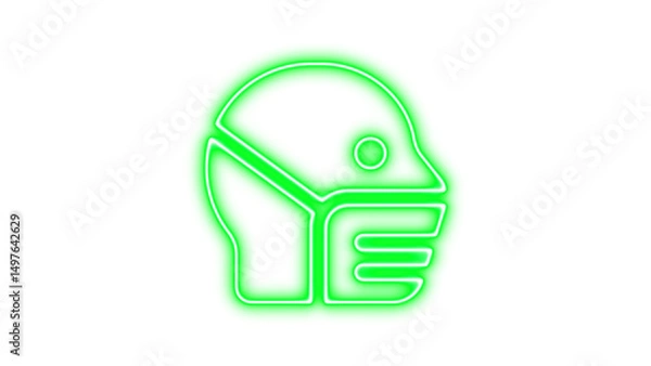Fototapeta Neon head side mask icon glow with transparent background