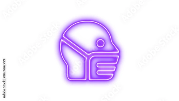 Fototapeta Neon head side mask icon glow with transparent background