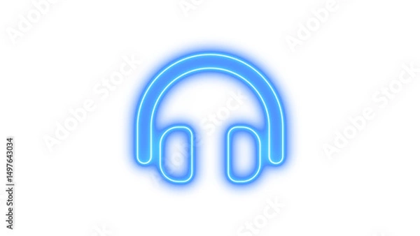 Fototapeta Neon headphones simple icon glow with transparent background