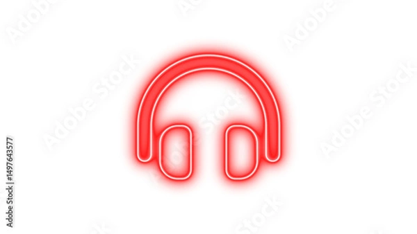 Fototapeta Neon headphones simple icon glow with transparent background