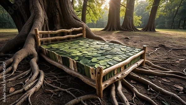 Fototapeta Forest Bed with Leaf Mattress and Tree Roots