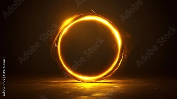 Obraz A glowing ring, a portal of energy, lights up the scene. Magic and bright.