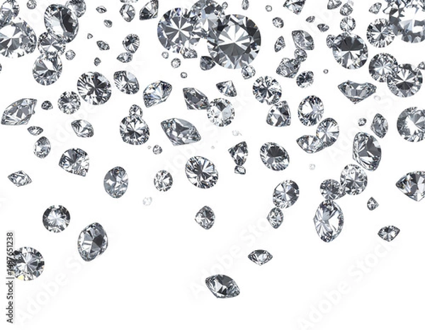 Fototapeta Sparkling diamonds cascade down a dark background