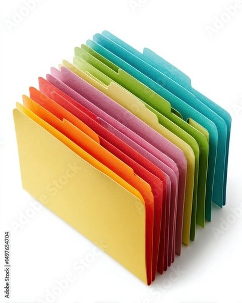 Fototapeta A stack of colorful file folders, ready to organize your life!