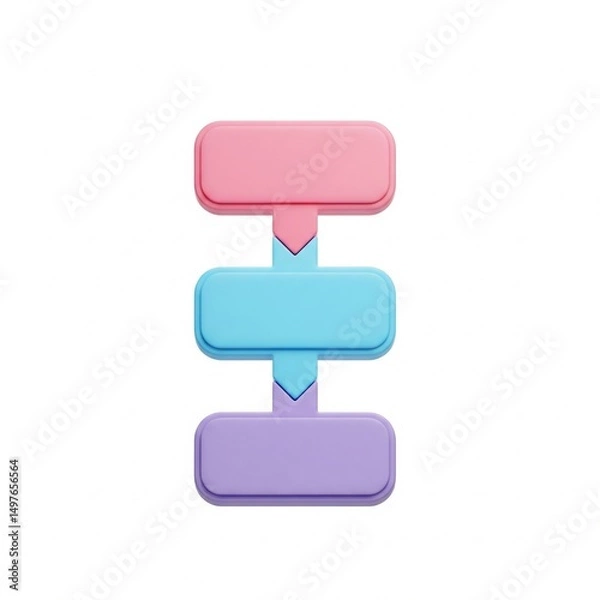 Fototapeta A blank mock business flow chart isolated on white.