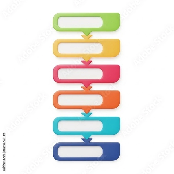 Fototapeta A blank mock business flow chart isolated on white.