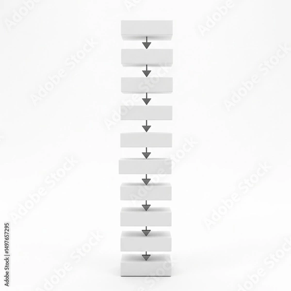 Fototapeta A blank mock business flow chart isolated on white.