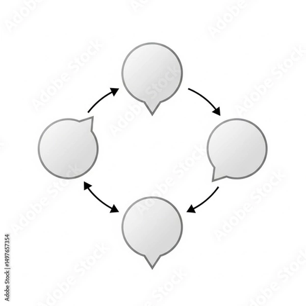 Fototapeta A blank mock business flow chart isolated on white.