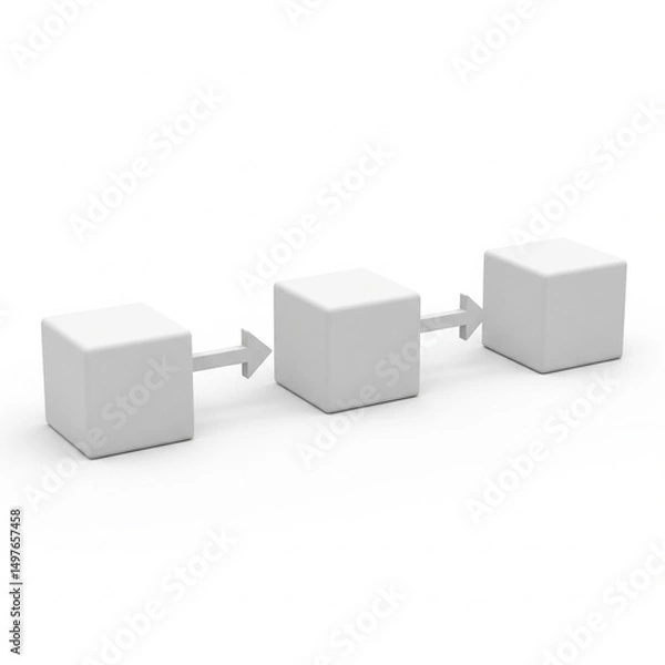 Fototapeta A blank mock business flow chart isolated on white.