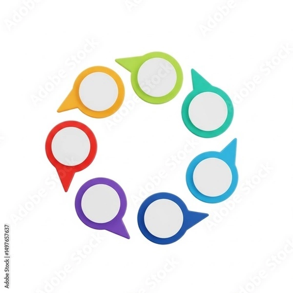 Fototapeta A blank mock business flow chart isolated on white.