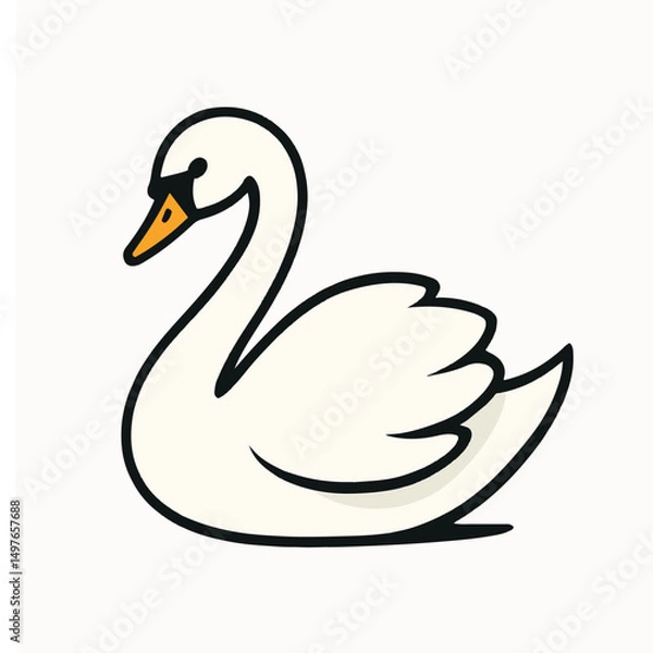 Obraz black swan on white background