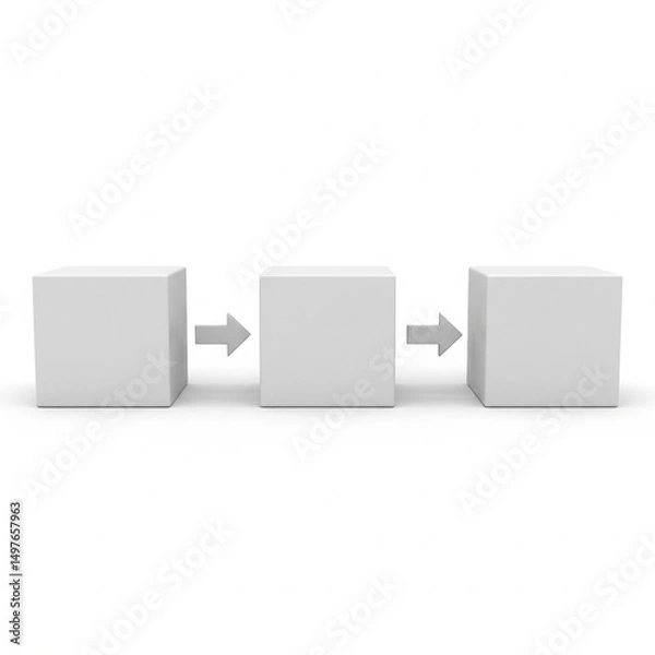 Fototapeta A blank mock business flow chart isolated on white.