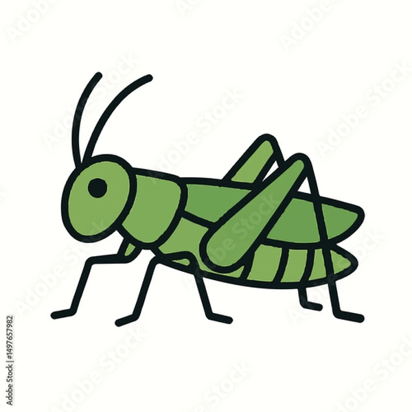 Obraz green grasshopper on white background