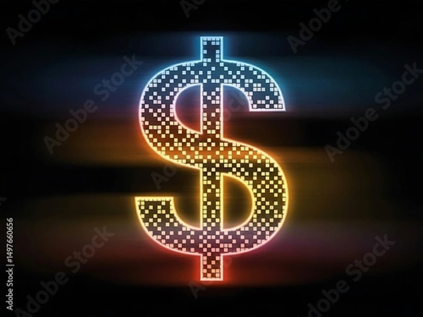Fototapeta Digital Dollar Sign with Pixelated Effect