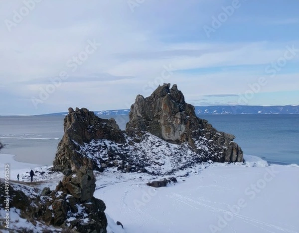 Obraz Frozen arctic landscape with glaciers and icy tundra Generative AI