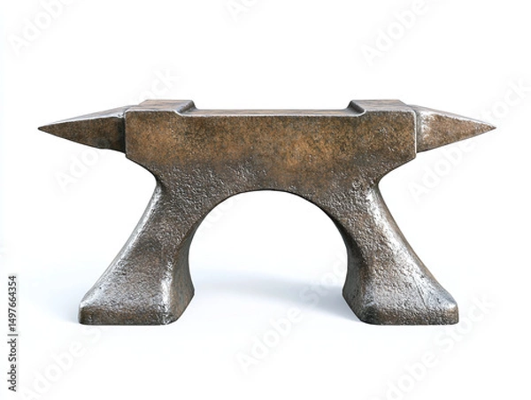 Obraz An anvil, isolated on a clean white background, with sharp edges and a smooth surface, no shadow.